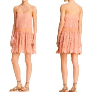 Jen’s Pirates Booty Mini Swing Dress Spaghetti Strap Lace Desert Rose SZ Small